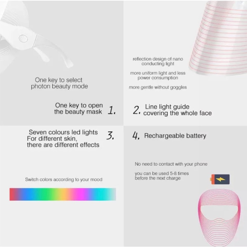 7 COLOUR LED MASK - Picture 4 of 6